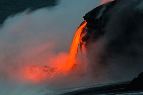 Lava Flowing Into Ocean